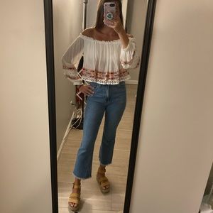 Free People White Off the Shoulder Blouse